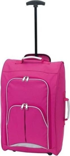Merkloos Handbagage Reiskoffer/trolley Roze 55 Cm - Reistassen Op Wielen