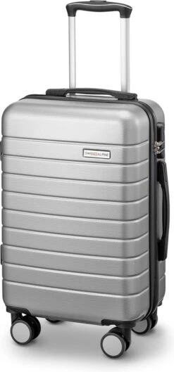 Swiss Alpine 2.0 - Handbagage Koffer - 55x35x20 Cm - 4 Wielen - Zilver