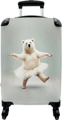 NoBoringSuitcases.com® Koffer - IJsbeer - Rok - Wit - Portret - Dieren - Trolley Op Wieltjes - Reiskoffer - Past Binnen 55x40x20 Cm En 55x35x25 Cm - Fotokoffer -Bagageopslag 621x1200 4