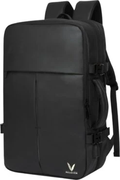 HEANVER Travel Elite - Reistas Handbagage - Weekendtas - 17inch Laptop Rugzak - Backpack Waterafstotend - 30L / 60 Liter Tas - Zwart / Antraciet