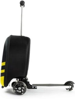 Rolkoffer Trolley Voor Kinderen | Geel | Trolley | Tas Kind | Bagagekoffer | Step Jongen | Vliegtuig Nekkussen | Step Met 3 Wielen | FDBW | Koffer Handbagage - 50 Kilo - Bouncy Box 40x20x25 Cm + Nekkussen Vliegtuig -Bagageopslag 907x1200