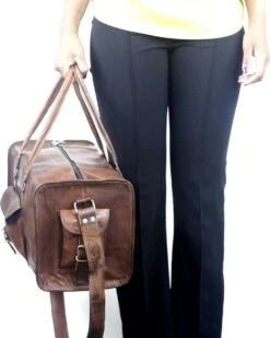 Duffeltas Weekendtas 50 X 24 X 24 Cm - Echte Leder - Cognac Bruin Leder – Reistas - Sporttas -Bagageopslag 958x1200 2