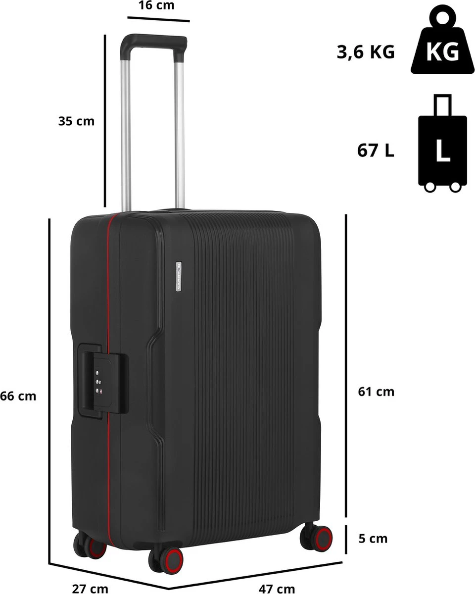 CarryOn Protector Luxe Reiskoffer - Trolley 66cm Met TSA-klikslot En OKOBAN - Ultrasterk - Zwart 2 CarryOn Protector Luxe Reiskoffer - Trolley 66cm Met TSA-klikslot En OKOBAN - Ultrasterk - Zwart - Afbeelding 2