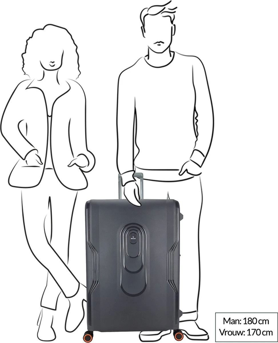 Decent Koffer / Trolley / Reiskoffer - 77 X 54.5 X 31.5 Cm - 116 Liter - Polypropyleen - Maat XL - On-Tour - Grijs 15 Decent Koffer / Trolley / Reiskoffer - 77 X 54.5 X 31.5 Cm - 116 Liter - Polypropyleen - Maat XL - On-Tour - Grijs - Afbeelding 15