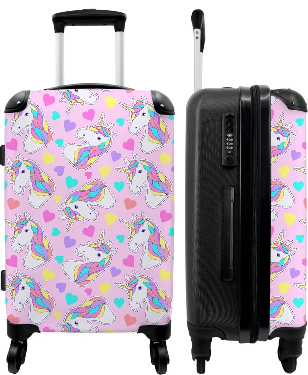NoBoringSuitcases.com® Koffer Groot - Eenhoorn - Meisje - Patroon - Hartje - Trolley Koffer Met TSA-slot - Met Wielen - 90 Liter - Reiskoffer - 66 Cm 1 NoBoringSuitcases.com® Koffer Groot - Eenhoorn - Meisje - Patroon - Hartje - Trolley Koffer Met TSA-slot - Met Wielen - 90 Liter - Reiskoffer - 66 Cm